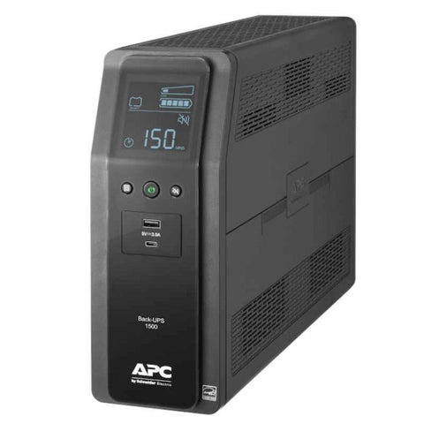 Marca: AMERICAN POWER CONVERSION, UPS, Batería Back-UPS PRO APC BR1500M2LM 1500 VA 10 tomas de salida, 2 puertos USB de carga, AVR, interfaz LCD, LAM - negro