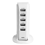 Torre De Carga Westinghouse 5 Puertos Usb | 4.8A Total - Blanco