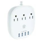 Regleta De Escritorio Westinghouse 3 Tomacorrientes | 4 Puertos Usb | 4.5A Total - Blanco