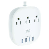 Regleta De Escritorio Westinghouse 3 Tomacorrientes | 4 Puertos Usb | 4.5A Total - Blanco