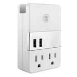 Regulador De Pared Westinghouse 2 Tomacorrientes | 2 Puertos Usb | 2.4A Total | Luces Led Nocturna - Blanco