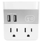 Regulador De Pared Westinghouse 2 Tomacorrientes | 2 Puertos Usb | 2.4A Total | Luces Led Nocturna - Blanco