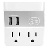 Regulador De Pared Westinghouse 2 Tomacorrientes | 2 Puertos Usb | 2.4A Total | Luces Led Nocturna - Blanco