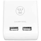 Marca: WESTINGHOUSE, REGULADORES DE VOLTAJE, Regleta Westinghouse 6 Tomacorrientes | 2 Puertos Usb 4.5A Total - Blanco