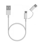 Marca: XIAOMI, CABLES CARGADORES Y BATERÍAS, Cable Cargador Original XIAOMI SJX01ZM30CMWHITE 2 en 1, 30 cm, Micro-USB + USB-C blanco
