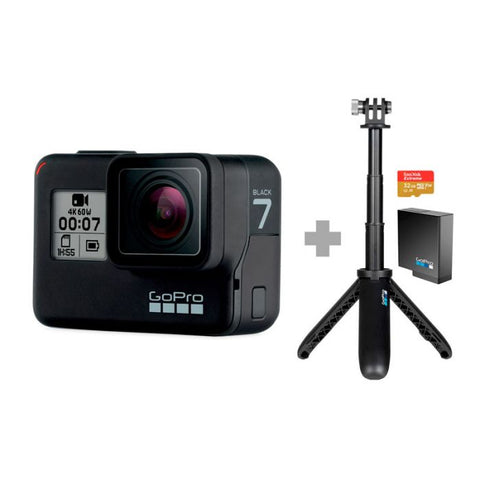 Marca: GOPRO, CÁMARAS DEPORTIVAS, Bundle Cámara Gopro Hero 7 Black + Batería + Trípode + Memoría MicroSD De 32GB - Negro