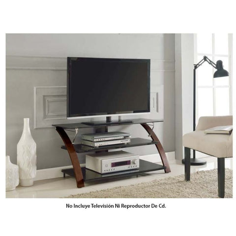ZLINE METRO FLAT PANEL 3EN1 TV HASTA 55 110LBS Marco de Madera 3repisa de Vidrio Capacidad de Vidrio Medio y abajo max 65LBS Stand de Pared
