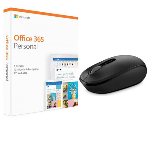 Marca: MICROSOFT, SOFTWARE, Kit Escolar Microsoft Wireless Mouse 1850 + Office Personal 365 - Negro