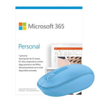 Marca: MICROSOFT, SOFTWARE, Kit Escolar Microsoft Wireless Mouse 1850 + Office Personal 365 - Celeste