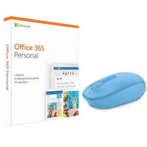 Marca: MICROSOFT, SOFTWARE, Kit Escolar Microsoft Wireless Mouse 1850 + Office Personal 365 - Celeste