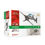 Montaje en pared de TV Barkan 13 "- 90" de movimiento completo - Montaje en pared de TV de 4 brazos, plano / curvo de doble brazo, hasta 132 lbs - negro