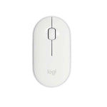 Logitech Pebble M350 Mouse Inalambrico con Bluetooth o USB, Silencioso, Delgado con Click Silencioso para Laptop, Notebook, PC y Mac - Blanco