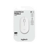 Logitech Pebble M350 Mouse Inalambrico con Bluetooth o USB, Silencioso, Delgado con Click Silencioso para Laptop, Notebook, PC y Mac - Blanco