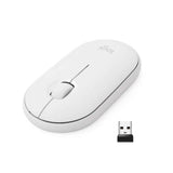 Logitech Pebble M350 Mouse Inalambrico con Bluetooth o USB, Silencioso, Delgado con Click Silencioso para Laptop, Notebook, PC y Mac - Blanco