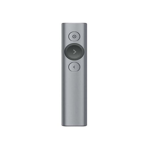 Logitech Spotlight Presentador Inalámbrico, 2.4 GHz y Bluetooth, Receptor USB, Puntero Láser Digital, Distancia de 30 Metros, Cronometro, PC/Mac/Android/iOS, Gris