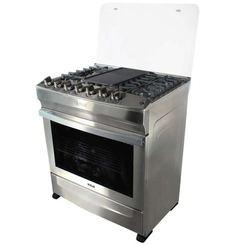 Estufa de Piso a Gas 30" RCA | con tapa de vidrio | triple quemador | Acero Inoxidable