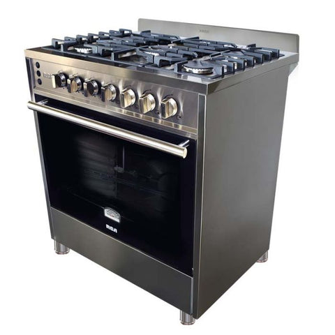 Estufa de Piso a Gas 30" RCA | Tipo Comercial | 5 Quemadores | Rostizador | Acero Inoxidable