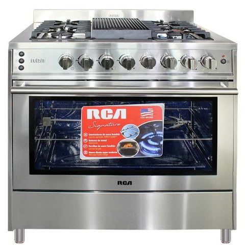 Estufa de Piso a Gas 36" RCA | Tipo Comercial | 5 Quemadores | Rostizador | Acero Inoxidable