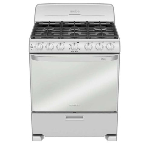 Mabe (Em7659Bfis1 ) | Estufa 30" Gas | Mesa De Acero Inoxidable 6 Quemadores | Gris