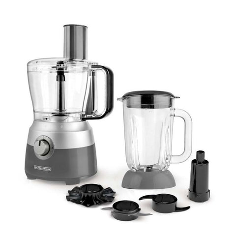 Black & Decker 2-EN-1 | Procesador de Alimentos y Licuadora | Model: FP5501 | Licuadora 600 watts de potencia | Recipiente de procesamiento de 10 tazas Jarra licuadora de vidrio de 1 5 L 2 velocidades pulso