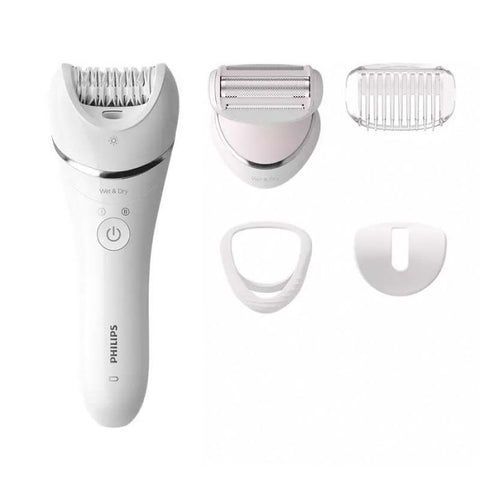 Phillips Epilator Series 8000 Wet & Dry epilator BRE710/00 DEPILADORA DE MUJER CON 4 ACCESORIOS ESTUCHE ACCESORIO PARA ESTIRAR LA PIEL CABEZAL DE AFEITADO