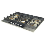 DRIJA ESTUFA Empotrable | 86CM A GAS | ACERO INOXIDABLE | PERILLAS Y PANEL DE VIDRIO CON ACERO | 5 QUEMADORES | VALVULA DE SEGURIDAD | PARRILLAS DE HIERRO COLADO | ENCENDIDO ELECTRICA