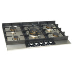 DRIJA ESTUFA Empotrable | 86CM A GAS | ACERO INOXIDABLE | PERILLAS Y PANEL DE VIDRIO CON ACERO | 5 QUEMADORES | VALVULA DE SEGURIDAD | PARRILLAS DE HIERRO COLADO | ENCENDIDO ELECTRICA