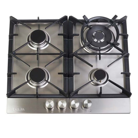 DRIJA ESTUFA Empotrable | 60CM A GAS | ACERO INOXIDABLE | 4 QUEMADORES | 4 VÁLVULAS DE SEGURIDAD | PERILLAS DE ACERO PARRILLAS | DE HIERRO COLADO | Encendido Eléctrico | VOLTAJE 110V 240V