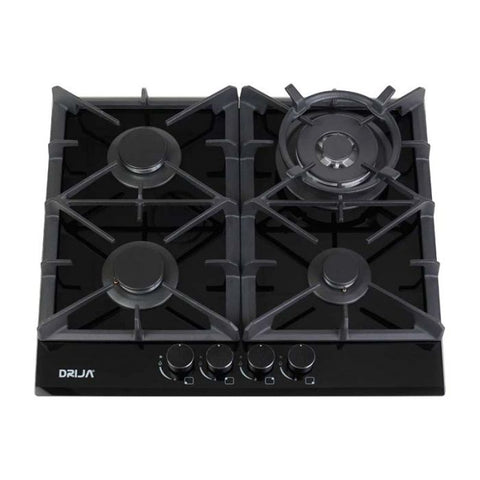 DRIJA ESTUFA Empotrable| 60CM A GAS VITRO | 4 QUEMADORES | VÁLVULAS DE SEGURIDAD | PERILLAS DE ACERO PARRILLA DE HIERRO | COLADO ENCENDIDO ELECTRICO | VOLTAJE 110V 240V