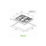 DRIJA ESTUFA A GAS EMPOTRABLE | 90CM | VITRO | 5 QUEMADORES | VALVULA DE SEGURIDAD | PERILLAS DE ACERO | PARRILLAS DE HIERRO COLADO | ENCENDIDO ELECTRICO | VOLTAJE 110V 240V | NEGRO