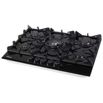 DRIJA ESTUFA A GAS EMPOTRABLE | 90CM | VITRO | 5 QUEMADORES | VALVULA DE SEGURIDAD | PERILLAS DE ACERO | PARRILLAS DE HIERRO COLADO | ENCENDIDO ELECTRICO | VOLTAJE 110V 240V | NEGRO