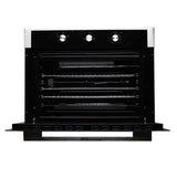 DRIJA | HORNO A GAS Empotrable | 76CM | CAP 78 LITROS | ACERO 304 | ENCENDIDO ELÉCTRICO | VÁL DE SEGURIDAD | 2 QUEMADORES | MANILLA DE ALUMINIO | PUERTA TRIPLE VIDRIO | NEGRO