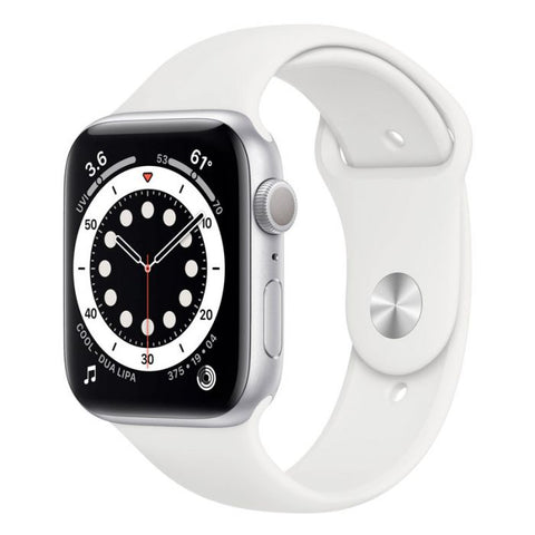 Apple Watch S6 GPS 44mm Silver Aluminum Case with White Sport Band