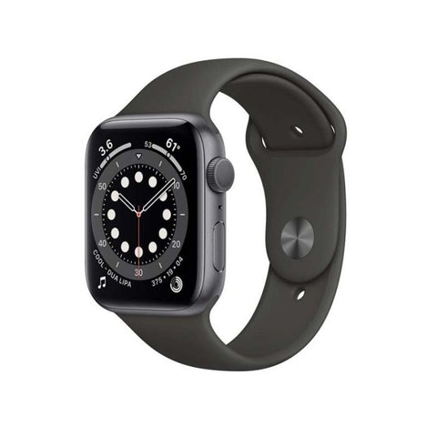 Apple Watch | S6 GPS | 44mm | Aluminum Case with Black Sport Band | Gris