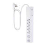 GE Regleta BLANCA de 5tomas Giratoria 2 Tomas con espacio en medio 1200 JOULES Proteccion de Voltaje CABLE 3FT Apaga automatico con falla