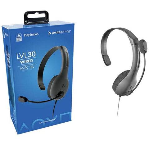 PDP AUDIFONO | ACC LVL 30 CHAT | PS4 Mic con cancela Ruido mute con flip | GRIS