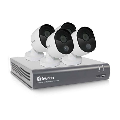 SWANN | KIT DE 4 CAMARAS | FULL HD CON LUZ | VISION NOCTURNA HASTA 30M | DISCO DURO DE RESPALDO DE 1 TB DETECCION DE | CALOR Y MOVIMIENTO | Gris / Blanco