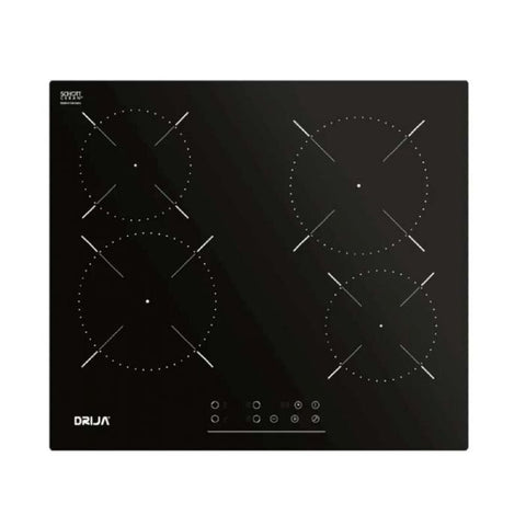 DRIJA ESTUFA 60 CM | DE INDUCCI N 4 QUEMADORES | BISELADO ANTI RAYAS | COLOR NEGRO
