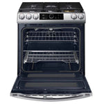 Samsung Estufa | 30 DUAL HORNO | 6 Piecu 5 Quemadores | WIFI Modo | Sabbath Air Fryer | 22k btu | Activacion de VOZ | Alexa Google | Botones con Luz Parilla | reversible | Negro /Plata