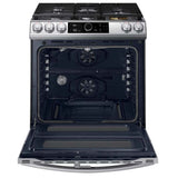 Samsung Estufa | 30 DUAL HORNO | 6 Piecu 5 Quemadores | WIFI Modo | Sabbath Air Fryer | 22k btu | Activacion de VOZ | Alexa Google | Botones con Luz Parilla | reversible | Negro /Plata