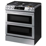 Samsung Estufa | 30 DUAL HORNO | 6 Piecu 5 Quemadores | WIFI Modo | Sabbath Air Fryer | 22k btu | Activacion de VOZ | Alexa Google | Botones con Luz Parilla | reversible | Negro /Plata