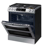Samsung Estufa | 30 DUAL HORNO | 6 Piecu 5 Quemadores | WIFI Modo | Sabbath Air Fryer | 22k btu | Activacion de VOZ | Alexa Google | Botones con Luz Parilla | reversible | Negro /Plata