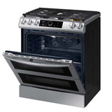 Samsung Estufa | 30 DUAL HORNO | 6 Piecu 5 Quemadores | WIFI Modo | Sabbath Air Fryer | 22k btu | Activacion de VOZ | Alexa Google | Botones con Luz Parilla | reversible | Negro /Plata
