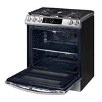 Samsung Estufa | 30 DUAL HORNO | 6 Piecu 5 Quemadores | WIFI Modo | Sabbath Air Fryer | 22k btu | Activacion de VOZ | Alexa Google | Botones con Luz Parilla | reversible | Negro /Plata