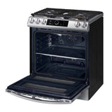 Samsung Estufa | 30 DUAL HORNO | 6 Piecu 5 Quemadores | WIFI Modo | Sabbath Air Fryer | 22k btu | Activacion de VOZ | Alexa Google | Botones con Luz Parilla | reversible | Negro /Plata