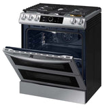 Samsung Estufa | 30 DUAL HORNO | 6 Piecu 5 Quemadores | WIFI Modo | Sabbath Air Fryer | 22k btu | Activacion de VOZ | Alexa Google | Botones con Luz Parilla | reversible | Negro /Plata