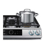 Samsung Estufa | 30 DUAL HORNO | 6 Piecu 5 Quemadores | WIFI Modo | Sabbath Air Fryer | 22k btu | Activacion de VOZ | Alexa Google | Botones con Luz Parilla | reversible | Negro /Plata