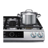 Samsung Estufa | 30 DUAL HORNO | 6 Piecu 5 Quemadores | WIFI Modo | Sabbath Air Fryer | 22k btu | Activacion de VOZ | Alexa Google | Botones con Luz Parilla | reversible | Negro /Plata