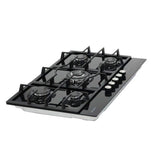 Nisato | Estufa Empotrable a Gas | 30¨ Vitro Ceramica | 5 Quemadores de Hierro Fundido | Encendido Electrico | 833mm Ancho | 598mm prof | 188mm Alto | Color Negro