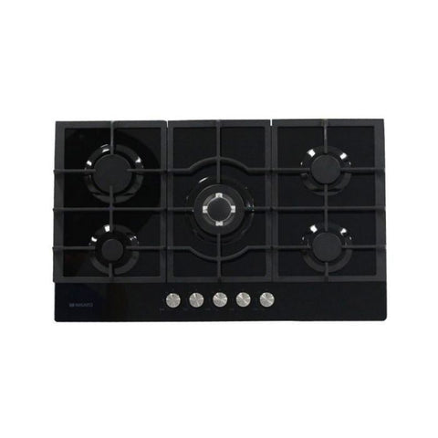 Nisato | Estufa Empotrable a Gas | 30¨ Vitro Ceramica | 5 Quemadores de Hierro Fundido | Encendido Electrico | 833mm Ancho | 598mm prof | 188mm Alto | Color Negro